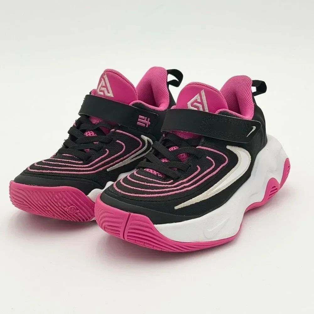 Nike Giannis Immortality 4 Hook and Loop Slip-On Black Laser Fuchsia White Sneak